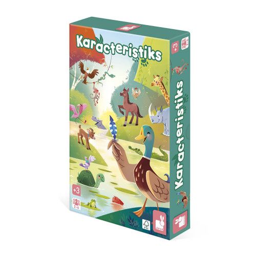 Jeu de société en carton FSC pour enfant dès 3 ans, jeu de cartes animaux et caractéristiques, de 2 à 4 joueurs JANOD