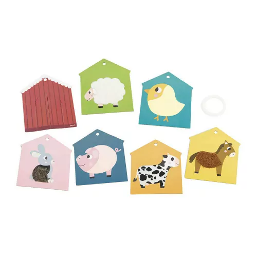 Cartes matières Ferme pour enfant dès 12 mois, jouet d'éveil bébé dès 1 an, cartes tactiles animaux ferme en carton FSC JANOD