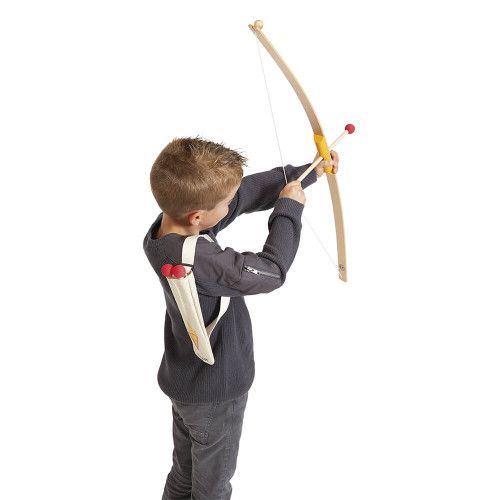 Set de tir à l'arc en bois pour enfant dès 5 ans, accessoires en bois FSC, jeu de plein air avec cibles en carton, JANOD