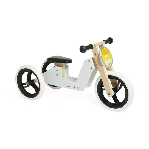 Tricycle 2 en 1 en bois FSC pour enfant dès 18 mois, se transforme en draisienne, siège réglable, plein air, JANOD