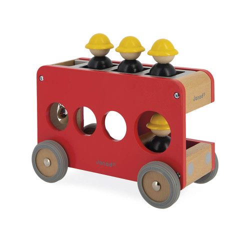 Camion de pompier en bois FSC pour enfant dès 2 ans, véhicule Bolid de JANOD