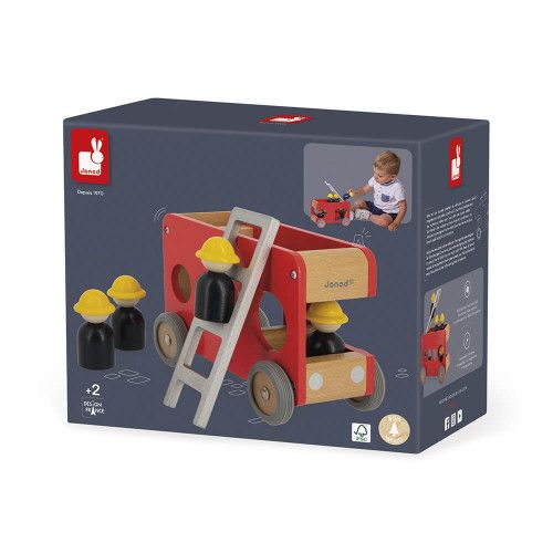 Camion de pompier - Jouet enfant 2 ans, camion en bois Bolid JANOD