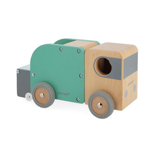 Camion poubelle en bois FSC pour enfant dès 2 ans, véhicule Bolid de JANOD
