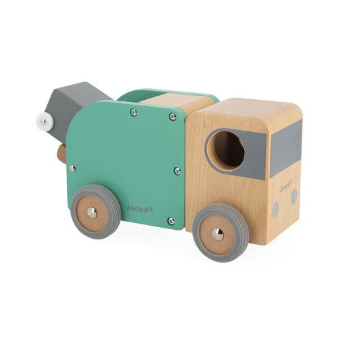 Camion poubelle en bois FSC pour enfant dès 2 ans, véhicule Bolid de JANOD