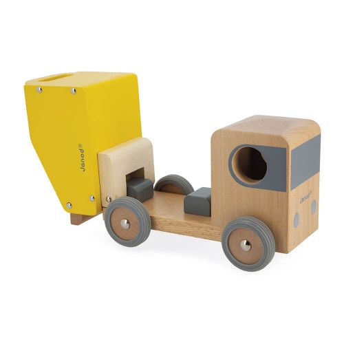 Camion benne et pelleteuse en bois FSC pour enfant dès 2 ans, lot de véhicules Bolid de JANOD