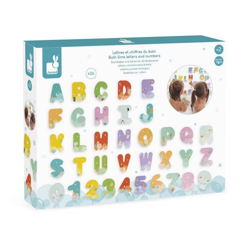 Lettres et chiffres du bain, jouet de bain alphabet multicolor pour enfant dès 2 ans JANOD