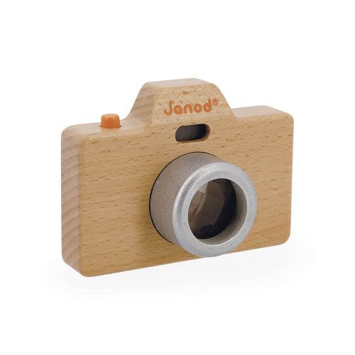 Appareil photo sonore et lumineux en bois et silicone pour enfant dès 18 mois, kaléidoscope, imitation, JANOD