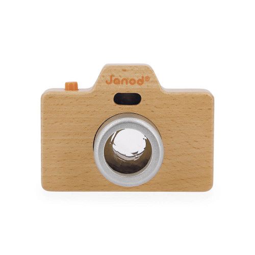 Appareil photo sonore et lumineux en bois et silicone pour enfant dès 18 mois, kaléidoscope, imitation, JANOD