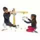 Grue en bois FSC pour enfant dès 3 ans, 10 accessoires et 2 outils, jaune et rouge, engins et bricolage, JANOD