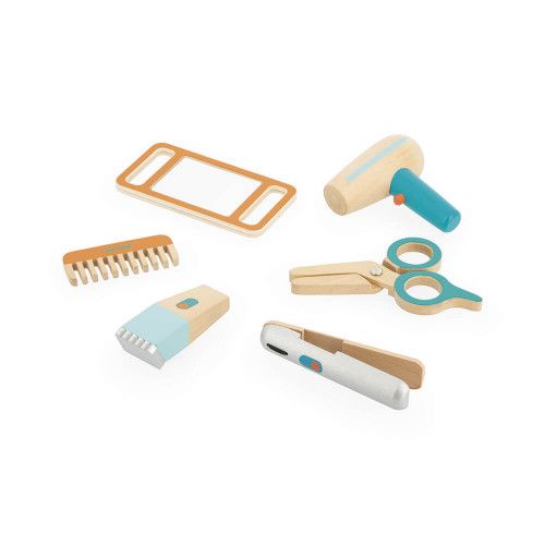 Mallette du coiffeur pour enfant dès 3 ans, accessoires en bois FSC, mallette zippée, imitation métier, JANOD