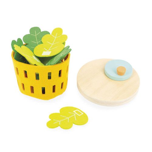 Set de dînette pour salade en bois FSC et feutrine pour enfant dès 3 ans, 32 accessoires, imitation cuisine, JANOD