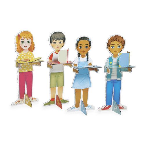 Set accessoires imitation école pour enfant dès 3 ans, en carton FSC, 4 personnages et accessoires, imitation métier JANOD