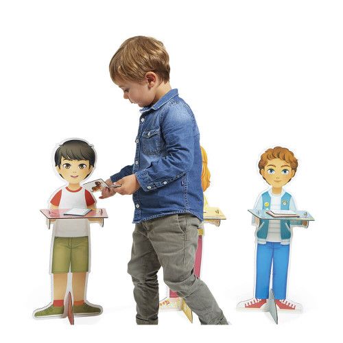 Set accessoires imitation école pour enfant dès 3 ans, en carton FSC, 4 personnages et accessoires, imitation métier JANOD