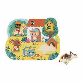 Puzzles en bois 4 pieces bebes animaux, jouets en bois