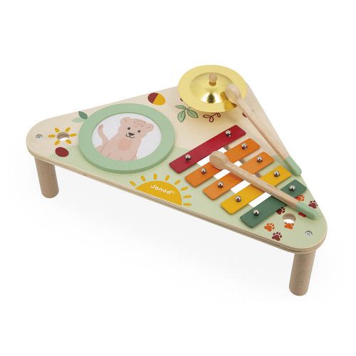 Table d'éveil musical pour enfant dès 12 mois, 3 aires de jeux, jouet d'éveil en bois Sunshine de JANOD