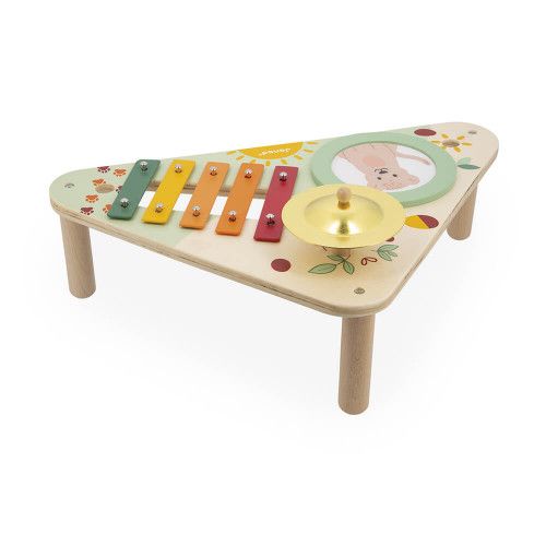 Table d'éveil musical pour enfant dès 12 mois, 3 aires de jeux, jouet d'éveil en bois Sunshine de JANOD