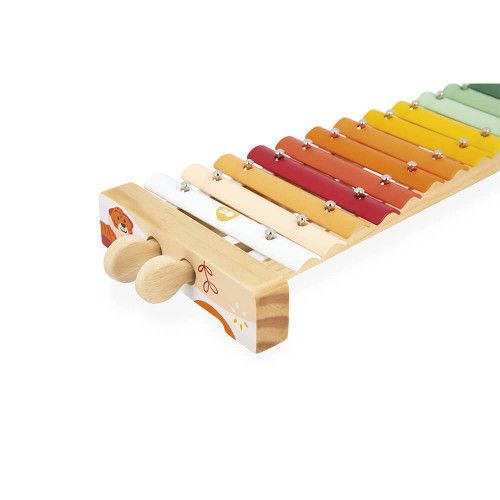 Xylophone bois et métal pour enfant dès 18 mois, jouet d'éveil sonore bébé Sunshine de JANOD