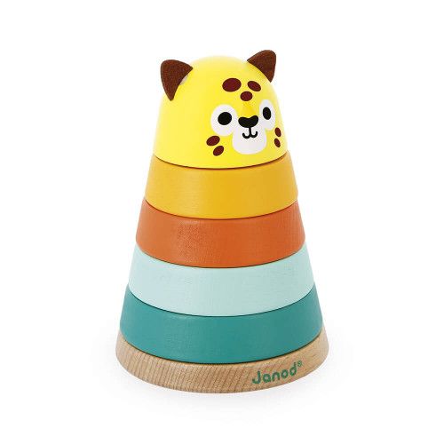 Jouet d'éveil en bois bébé, multicolor, empilable jaguar en 5 parties, pour enfant dès 12 mois 1 an Tropik de JANOD