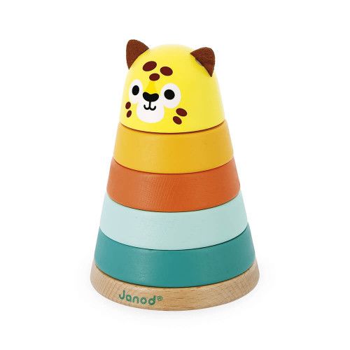 Jouet d'éveil en bois bébé, multicolor, empilable jaguar en 5 parties, pour enfant dès 12 mois 1 an Tropik de JANOD