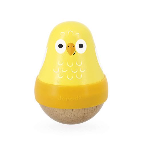 Jouet d'éveil en bois bébé, oiseau poussin jaune, culbuto sonore, pour enfant dès 10 mois Tropik de JANOD