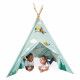 Tipi cabane chambre d'enfant dès 2 ans, en bois et tissu, animaux tropicaux, mobilier Tropik de JANOD