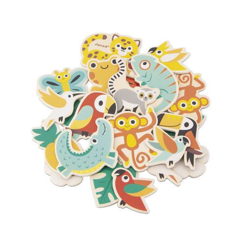 Magnets enfant - Aimants tableau enfant en bois animaux JANOD