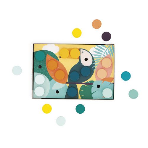 Mosaïques en bois et carton pour enfant dès 2 ans, 6 tableaux et 38 mosaïques, animaux, loisir créatif jouet d'éveil bébé JANOD