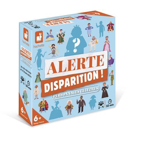 Alerte disparition Personnages célèbres, jeu de cartes coopératif pour enfant dès 6 ans, jeu de société éducatif Hachette JANOD