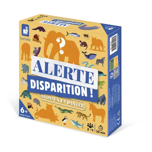 Alerte disparition Animaux menacés, jeu de cartes coopératif pour enfant dès 6 ans, jeu de société éducatif Hachette JANOD