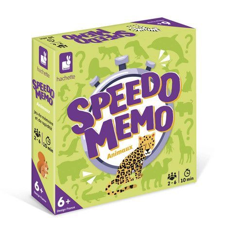 Speedo Memo Animaux, jeu de mémoire et de rapidité pour enfant dès 6 ans, jeu de société éducatif Hachette JANOD