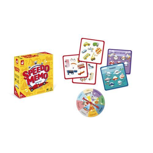 Speedo Memo Véhicules, jeu de mémoire et de rapidité pour enfant dès 6 ans, jeu de société éducatif Hachette JANOD