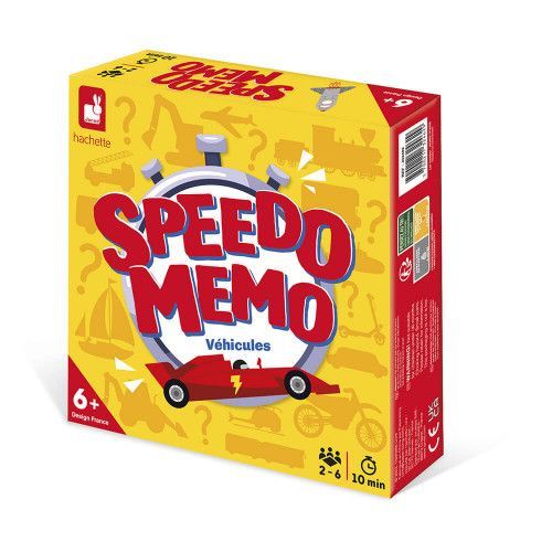 Speedo Memo Véhicules, jeu de mémoire et de rapidité pour enfant dès 6 ans, jeu de société éducatif Hachette JANOD