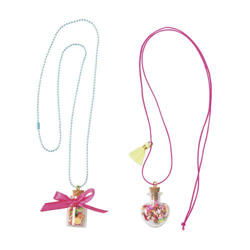 2 bijoux fioles gourmandises à créer, thème bonbons, pour enfant dès 7 ans, loisir créatif les ateliers bijoux Hachette JANOD