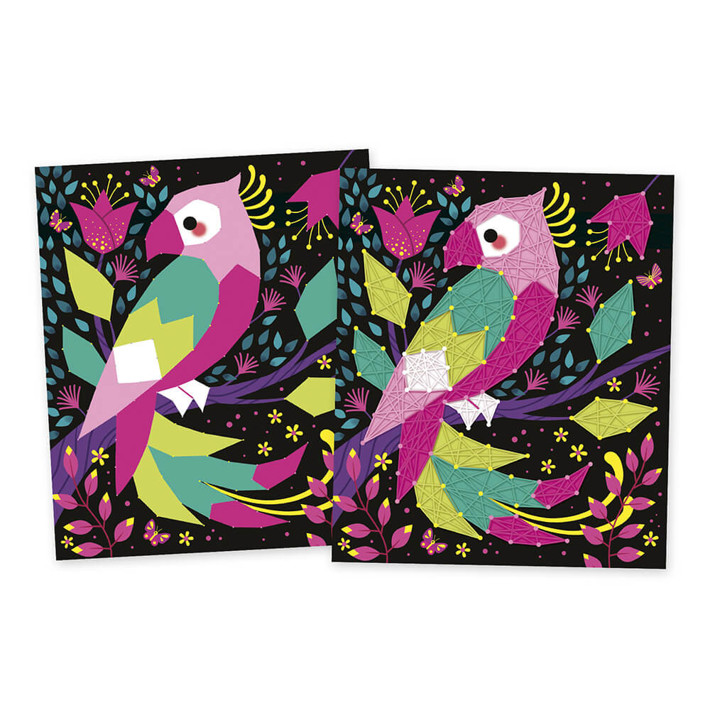 Janod - Juego de cuadros de hilos - Animales de la selva - Les Ateliers Déco - Kit de manualidades Janod - Juego de cuadros de hilos - Animales de la selva - Les Ateliers Déco - Kit de manualidades