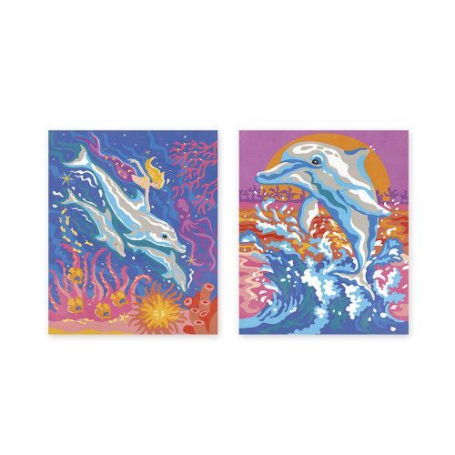 Peinture au numéro Dauphins, 2 tableaux à créer, pour enfant dès 7 ans, loisir créatif Les ateliers du calme Hachette JANOD