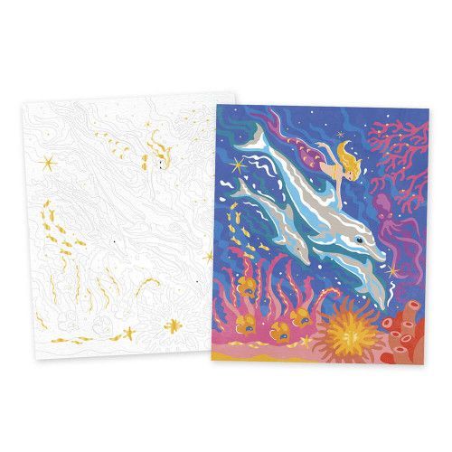 Peinture au numéro Dauphins, 2 tableaux à créer, pour enfant dès 7 ans, loisir créatif Les ateliers du calme Hachette JANOD