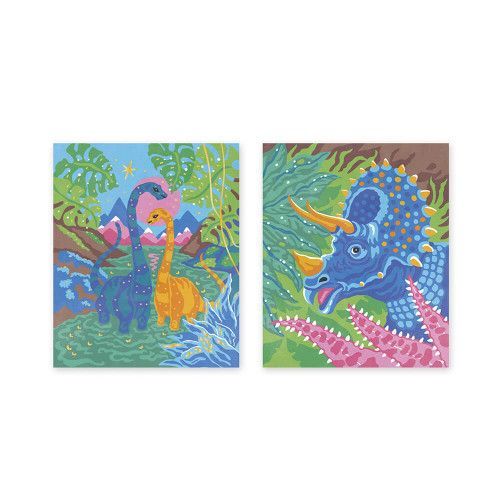 Peinture au numéro Dinosaures, 2 tableaux à créer, pour enfant dès 7 ans, loisir créatif Les ateliers du calme Hachette JANOD