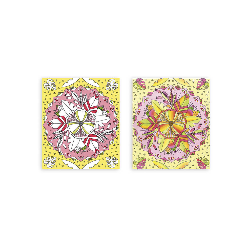 Kit Peinture Mandala Janod - Coffret Arc-en-Ciel Avec Pochoirs - Loisir Créatif Enfant 7 Ans+