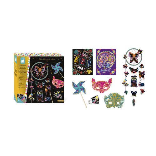 Multi-activités Scratch art, coffret 8 activités, pour enfant dès 7 ans, loisir créatif Les ateliers du calme Hachette JANOD