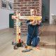 Grue en bois FSC pour enfant dès 3 ans, 10 accessoires et 2 outils, jaune et rouge, engins et bricolage, JANOD