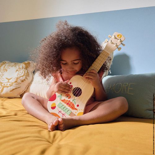 Ukulélé en bois pour enfant dès 3 ans, jouet d'imitation musical Sunshine de JANOD