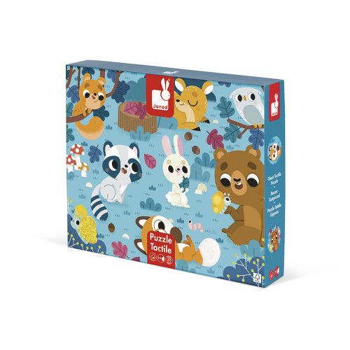 Puzzle Tactile Les Animaux de la Forêt 20 pièces, éveil motricité bébé, toucher, animaux, pour enfant à partir de 2 ans JANOD