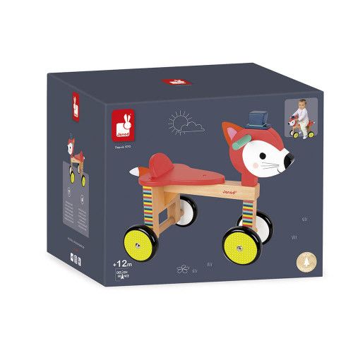 Porteur Renard Baby Forest en bois, éveil motricité bébé, trotteur, pour enfant à partir de 12 mois JANOD