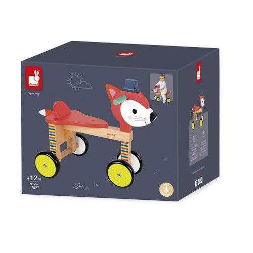 Porteur Renard Baby Forest en bois, éveil motricité bébé, trotteur, pour enfant à partir de 12 mois JANOD