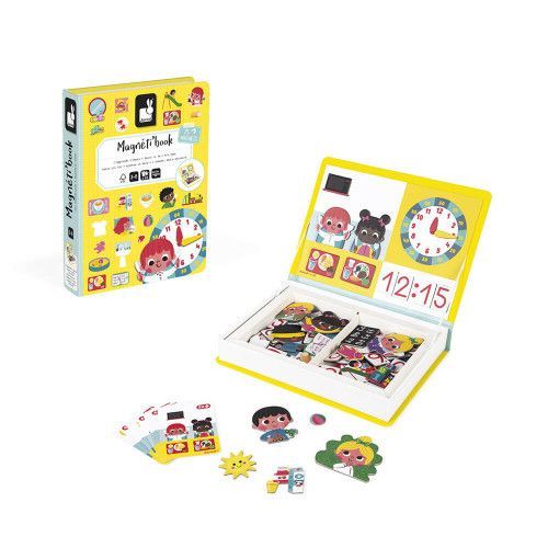 Magnéti'book j'apprends l'heure, 75 magnets, magnétique, aimants, éducatif, horloge, pour enfant à partir de 3 ans JANOD