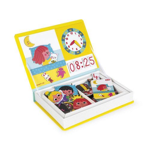 Magnéti'book j'apprends l'heure, 75 magnets, magnétique, aimants, éducatif, horloge, pour enfant à partir de 3 ans JANOD