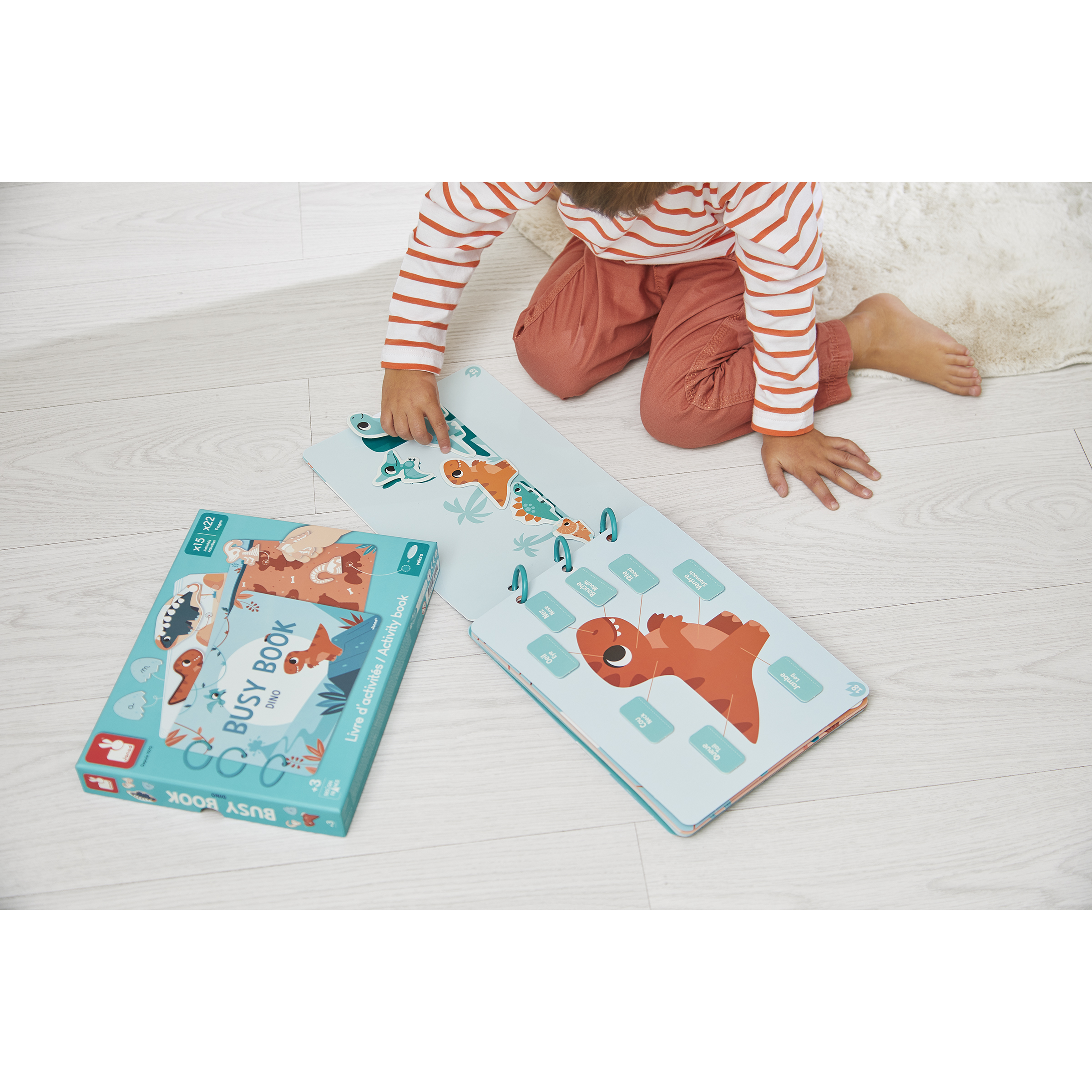 Busy-book Dino en carton (Français/Anglais)