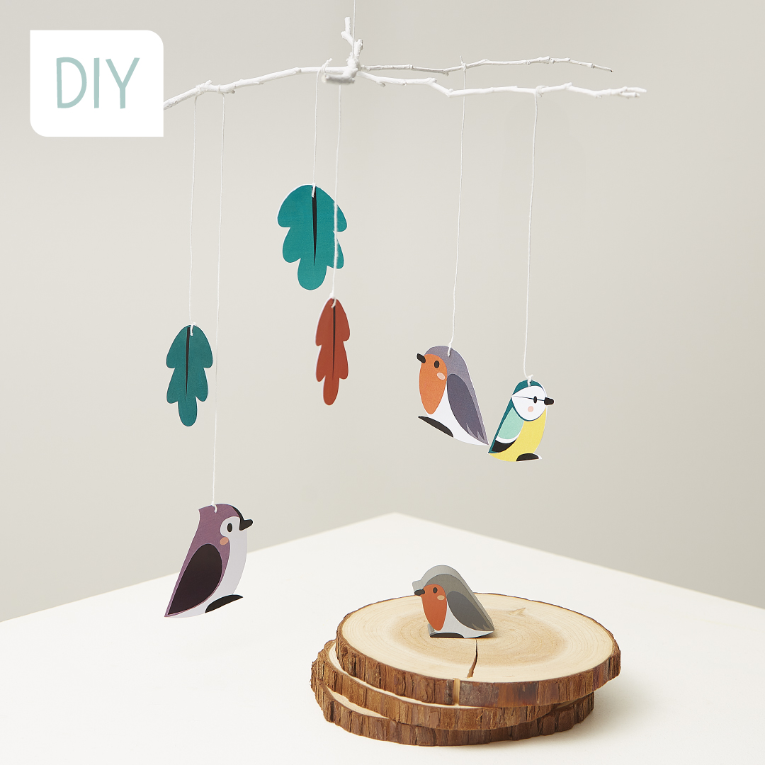 DIY enfant mobile oiseaux à découper