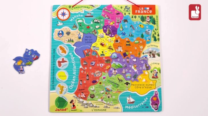 Carte de France Magnetique pour tableaux, frigo - Magnet educatif enfant -  Puzzle Jeujura