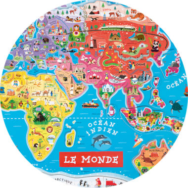 Puzzle carte du monde magnétique - Planisphère aimanté enfant - Janod